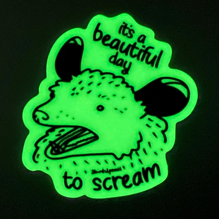 Glow in the Dark Possum Sticker (Ready To Ship)