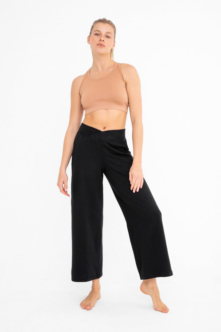Ribbed Crossover Waist Lounge Pants - KPR11859 (Ready to ship)