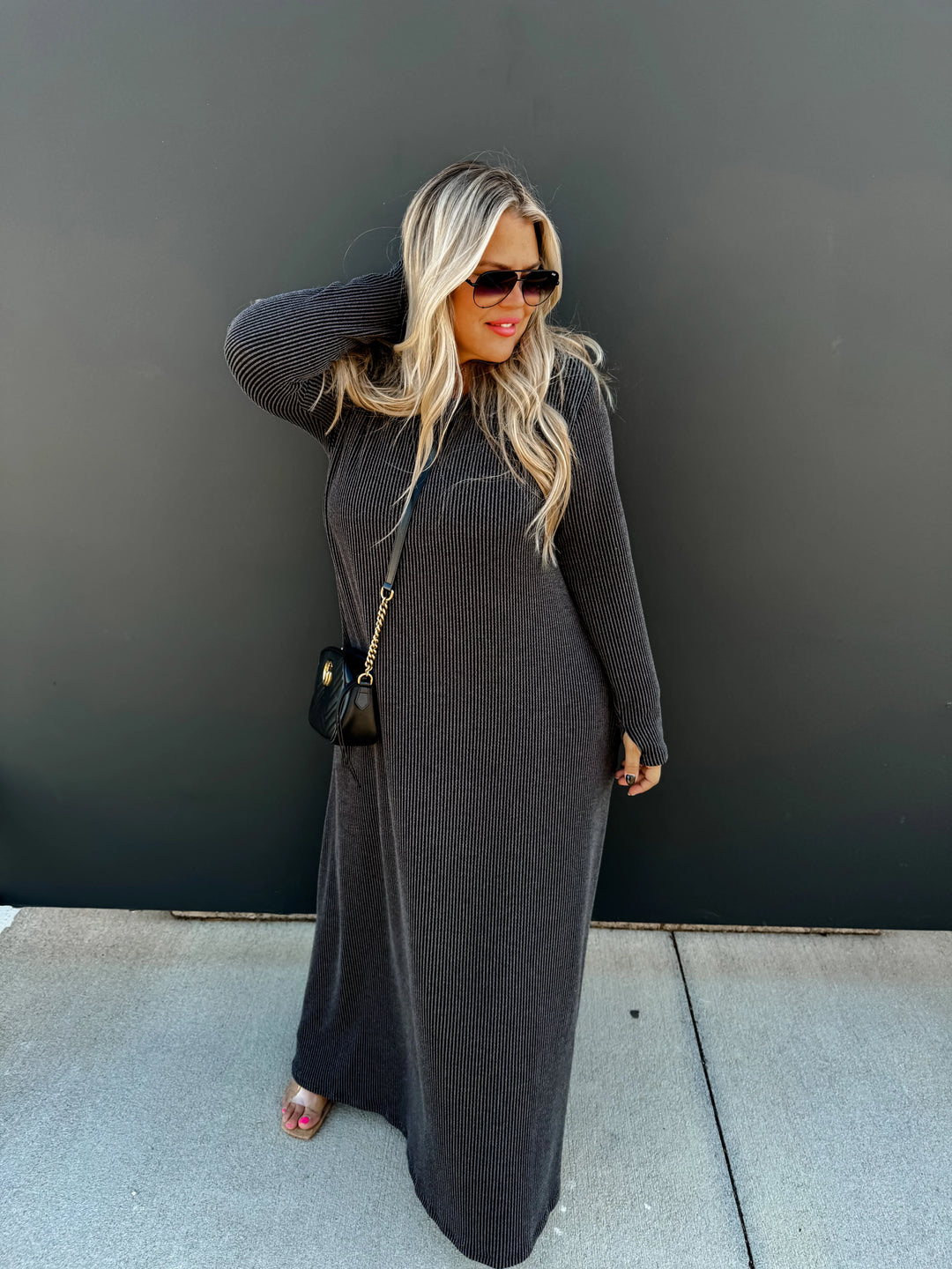 Hold That Thought Ribbed Dress (Ready To Ship)
