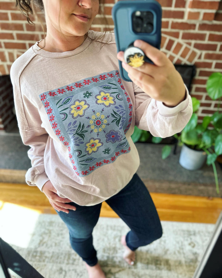 Boho Print French Terry Pullover (Ready to ship)