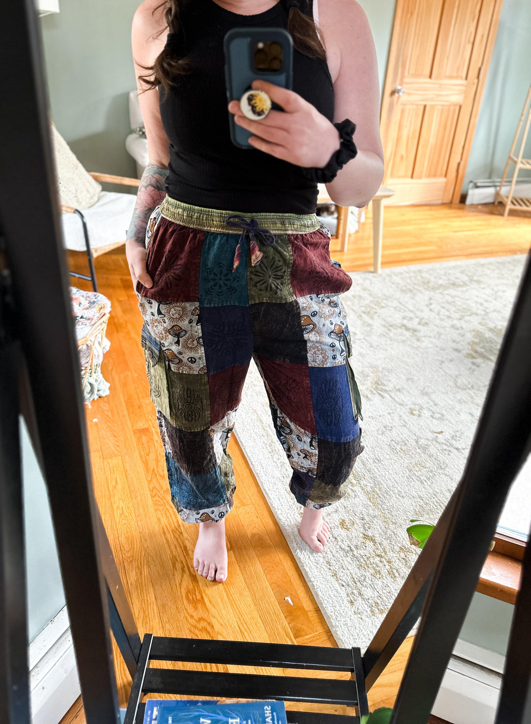 Boho Style Mushroom Patchwork Pants (Ready to ship)