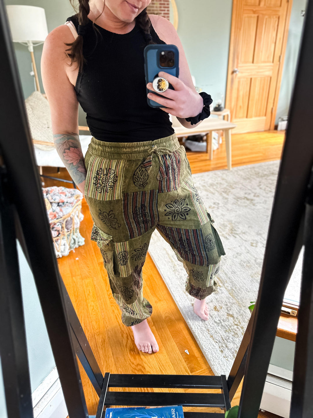 Boho Style Olive Sun Patchwork Pants (Ready to ship)