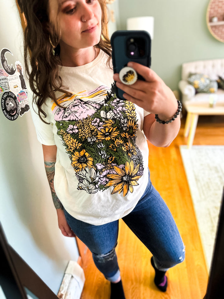 Flower Meadow Ladies Relaxed Tee (Ready To Ship)