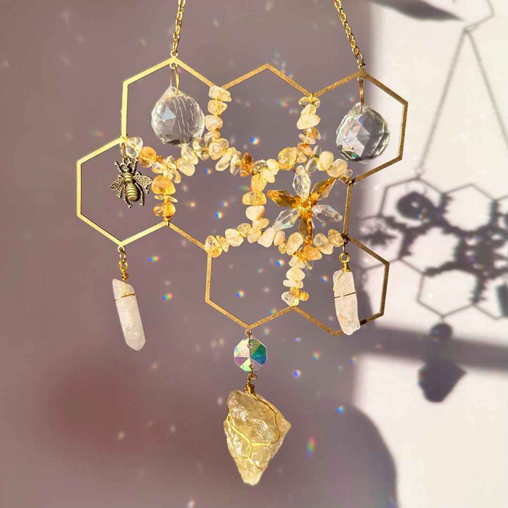 Honey Bee Citrine Suncatcher (Ready to ship)