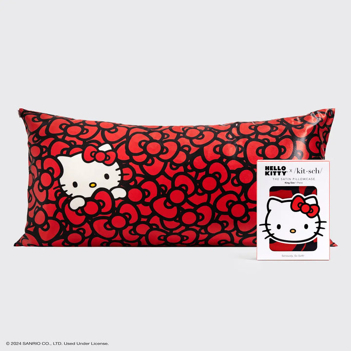 Hello Kitty X Kitsch Pillowcase King - Kitty in A Sea of Bows (Ready To Ship)