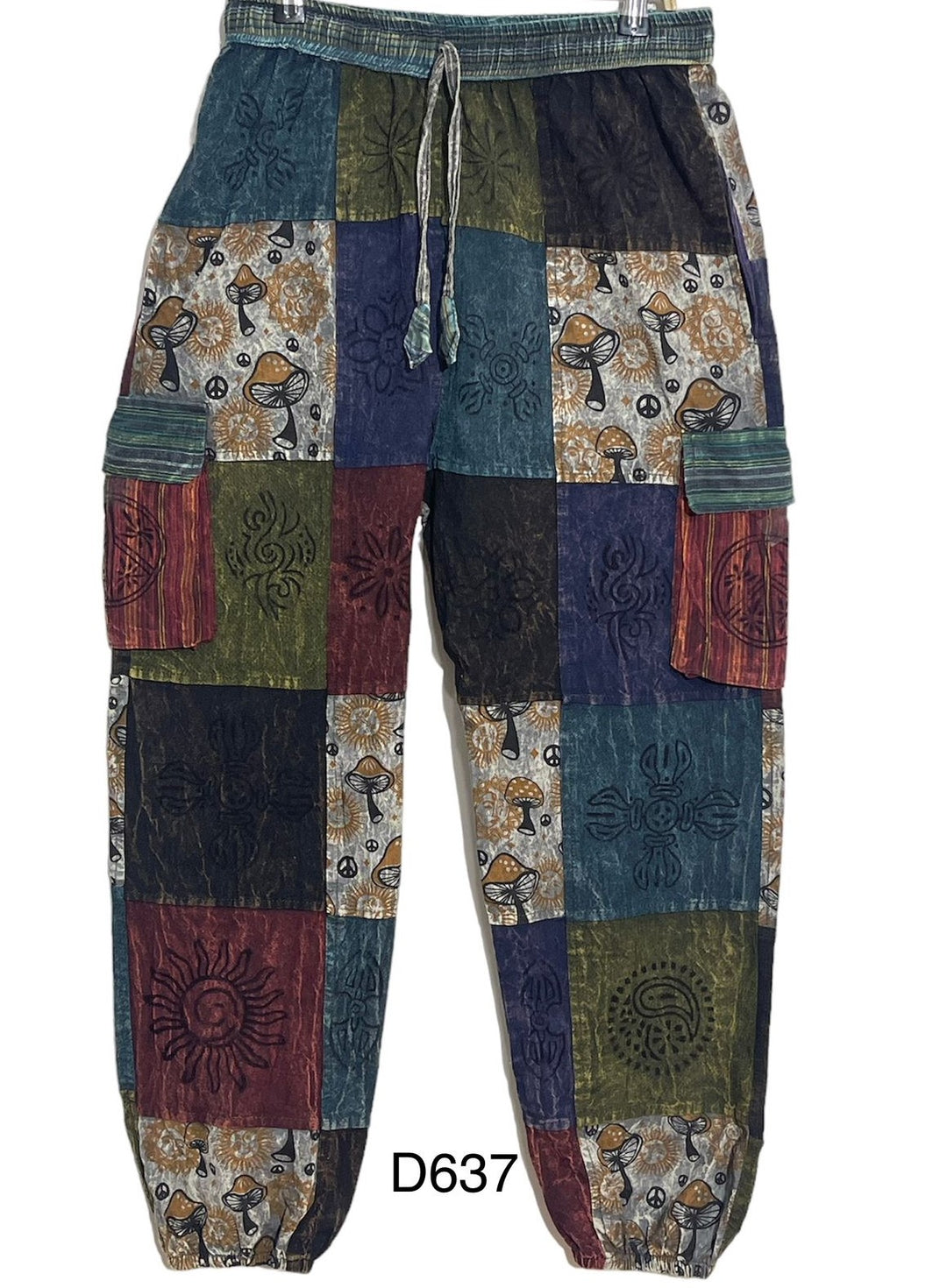 Boho Style Mushroom Patchwork Pants (Ready to ship)