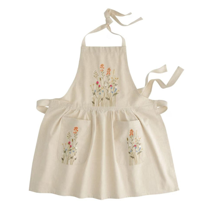 (Pre-Sale ETA: EARLY APRIL) Natural Embroidered Floral Apron with Lace Trim [Embroidered Buy Jan '25]