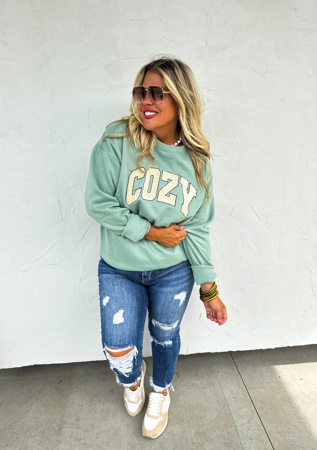 COZY LIVE-IN Sherpa Patch Sweatshirts (Ready To Ship)