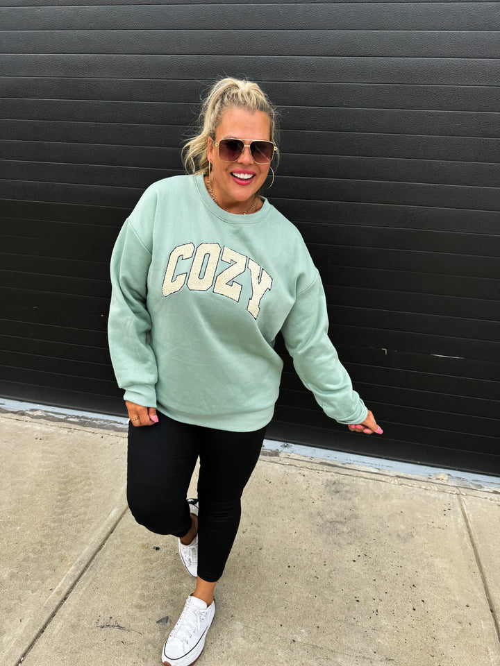 COZY LIVE-IN Sherpa Patch Sweatshirts (Ready To Ship)