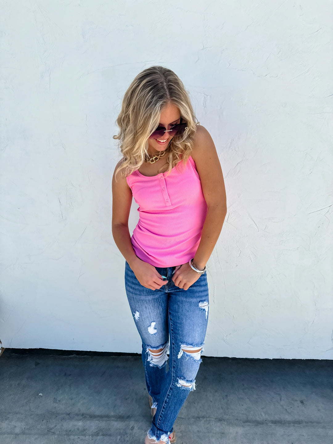 Brandee Snap Henley Tank Top (Ready To Ship)