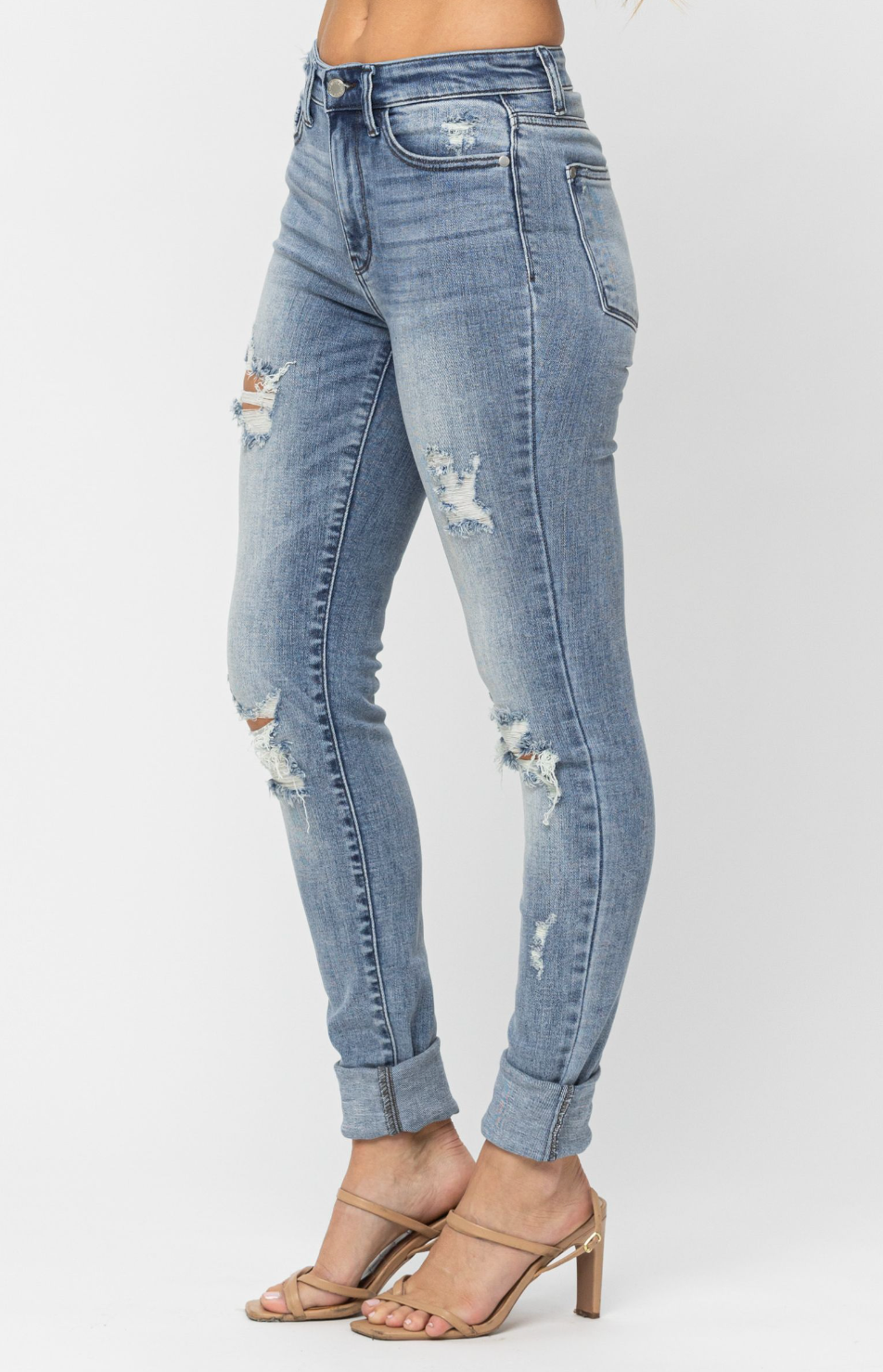 FAVE Distressed Tall Skinnies -82406-L-MD (Ready to ship)