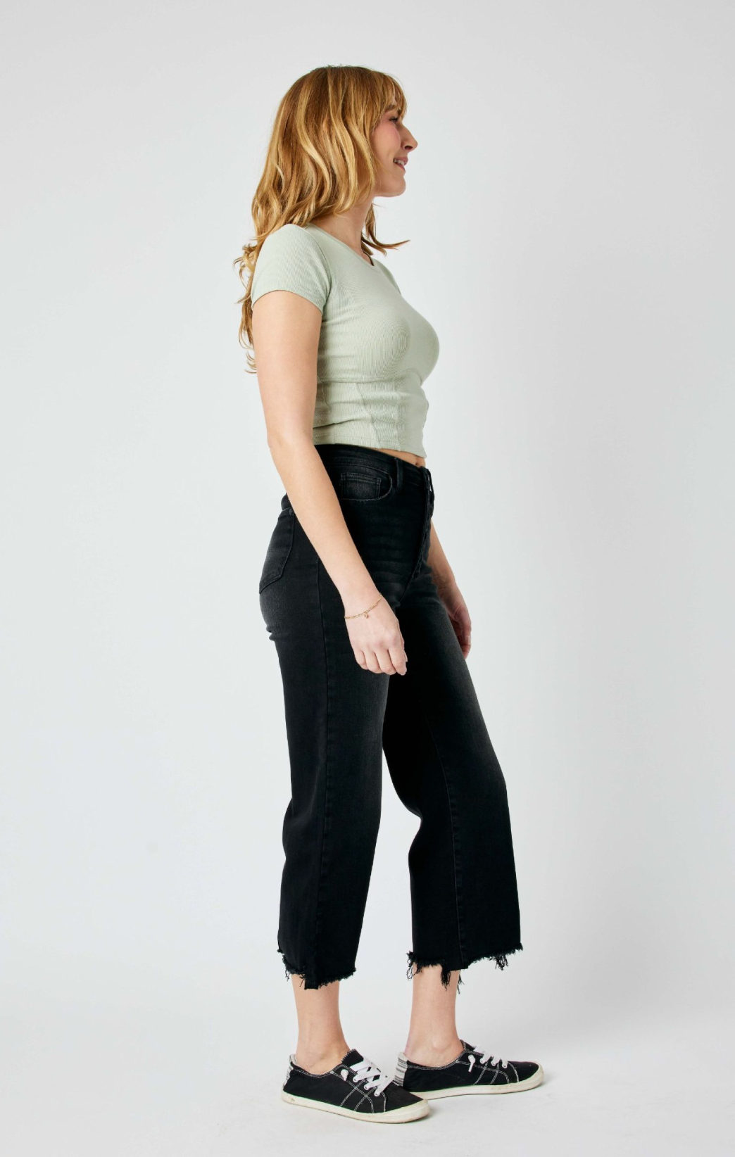 High Waist Destroyed Hem Wide Jeans (Ready To Ship)
