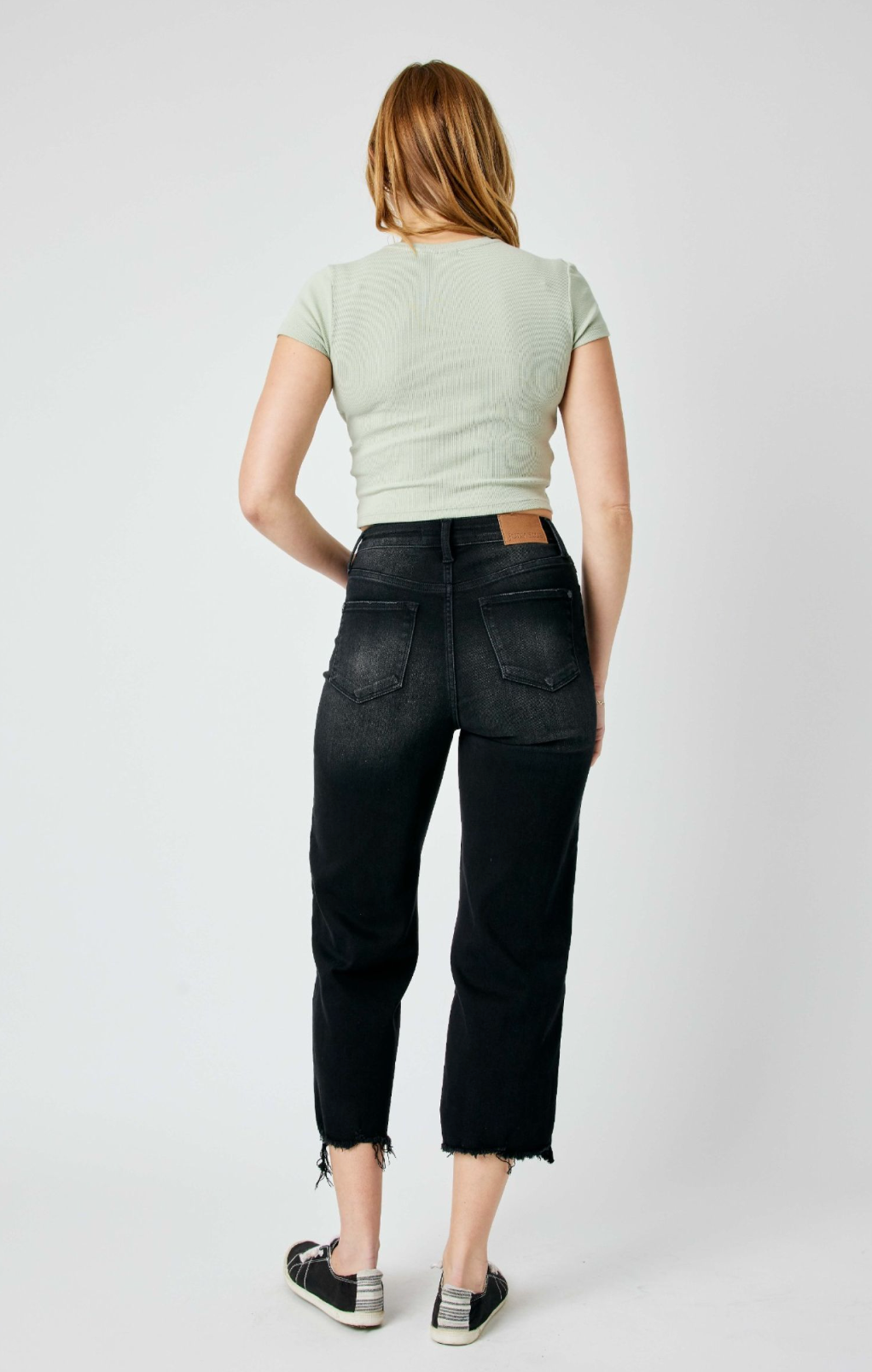 High Waist Destroyed Hem Wide Jeans (Ready To Ship)