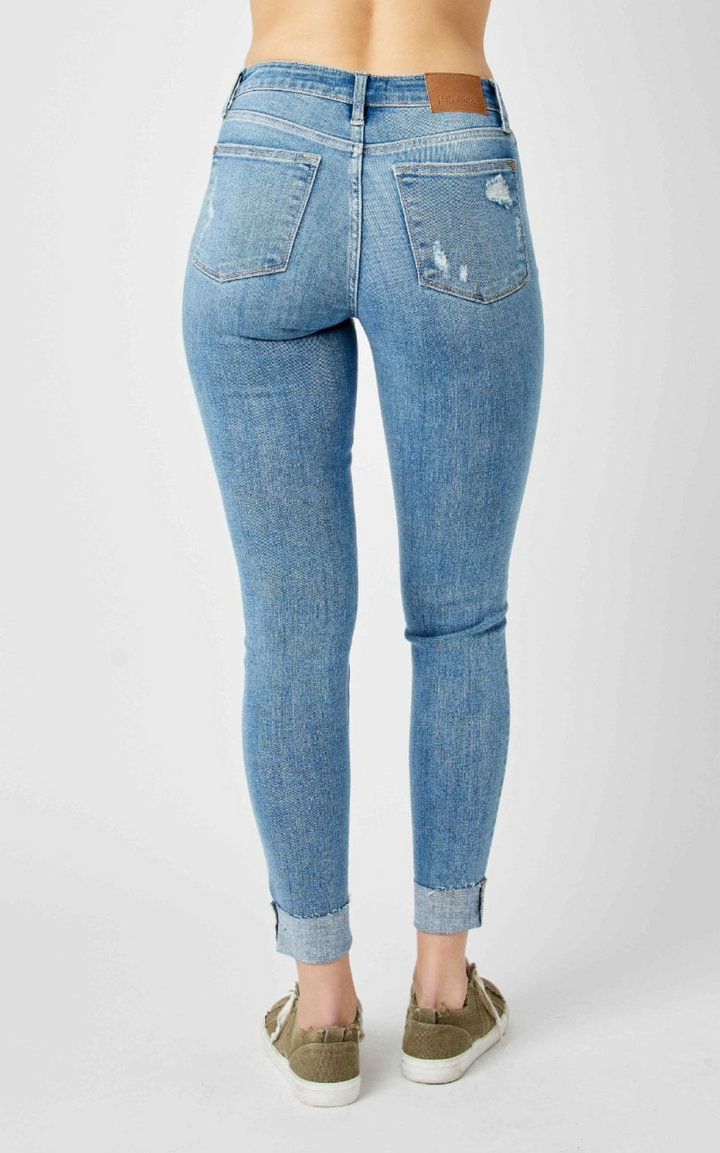 Booty Lifting Mid-Rise Light Distressed Skinnies -JB82528MD (Ready to ship)