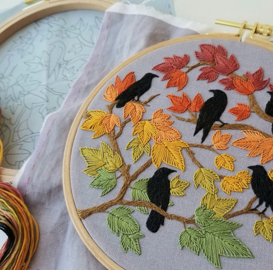 Autumn Birds Embroidery Kit (Ready to ship)