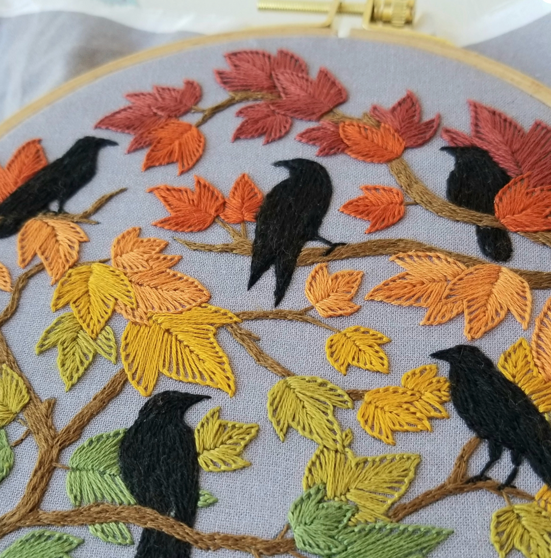 Autumn Birds Embroidery Kit (Ready to ship)