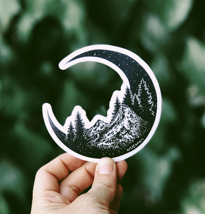 Mountain Moon - Waterproof Nature Sticker (Ready to Ship)