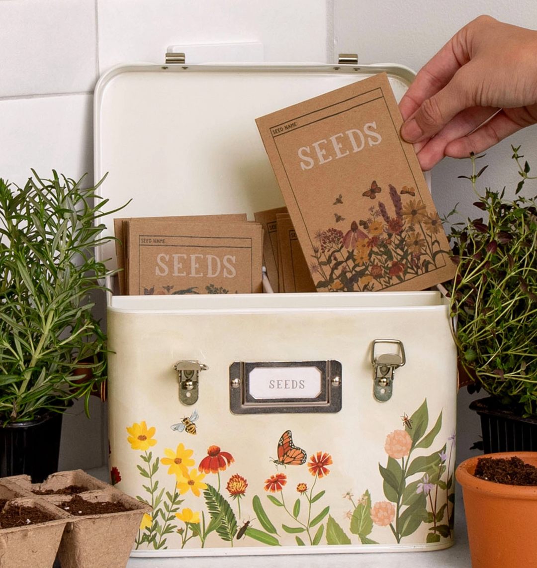 (Pre-Sale ETA: About 3w) Wildflower Botanicals Tin Seed Storage Box [Plant Themed Home + More]