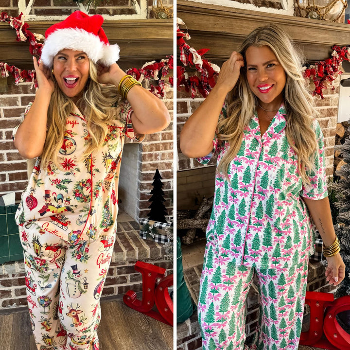 Tis the Season Luxe PJ Set in Two Prints (Ready to ship)