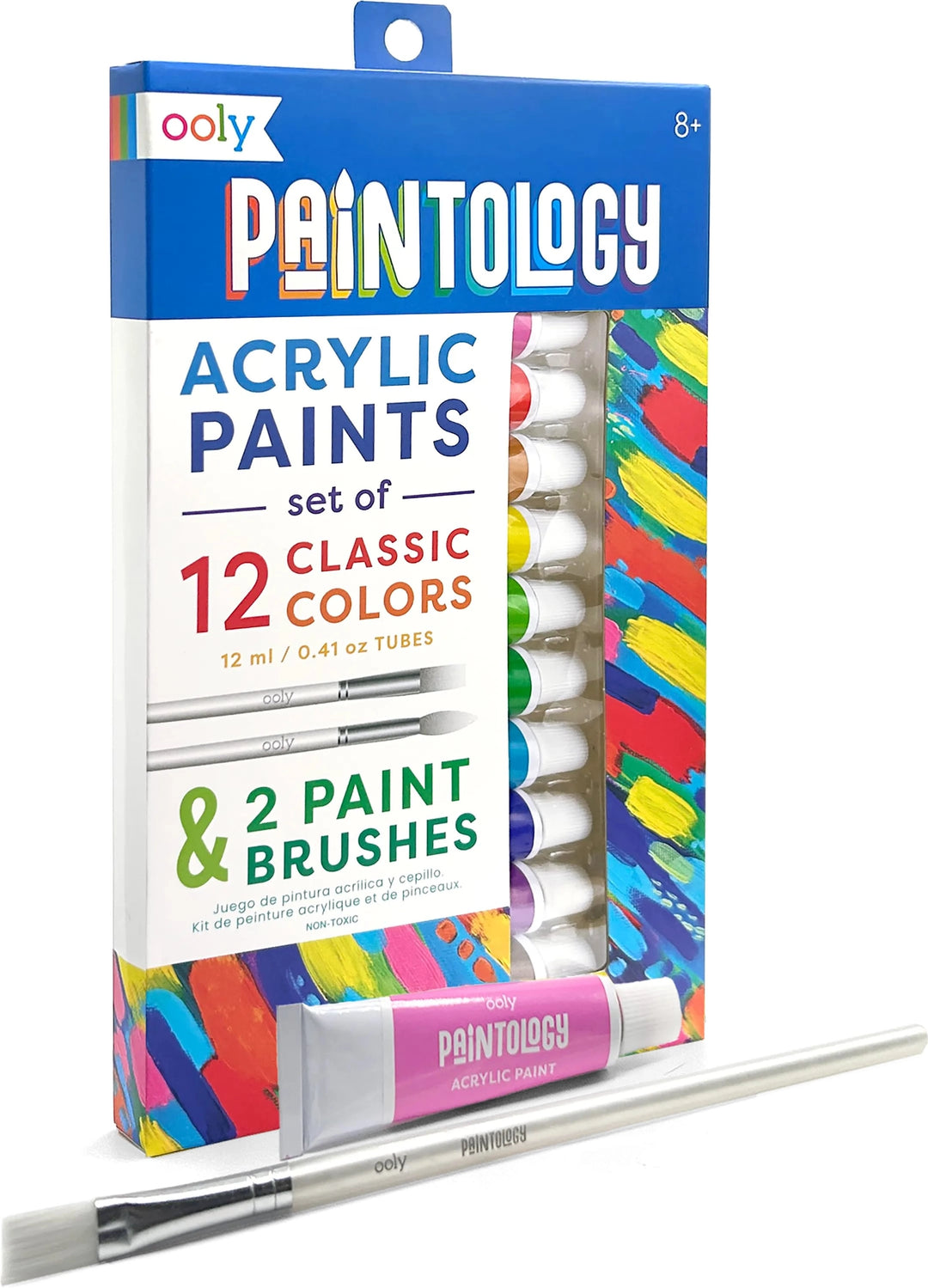 Paintology Acrylic Paints + 2 Brushes - Classic Colors (Ready To Ship)