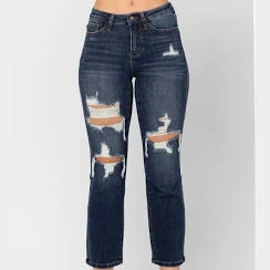 Judy Blue Mid-Rise Crop Straight Denim -JB88517 (Ready to ship)