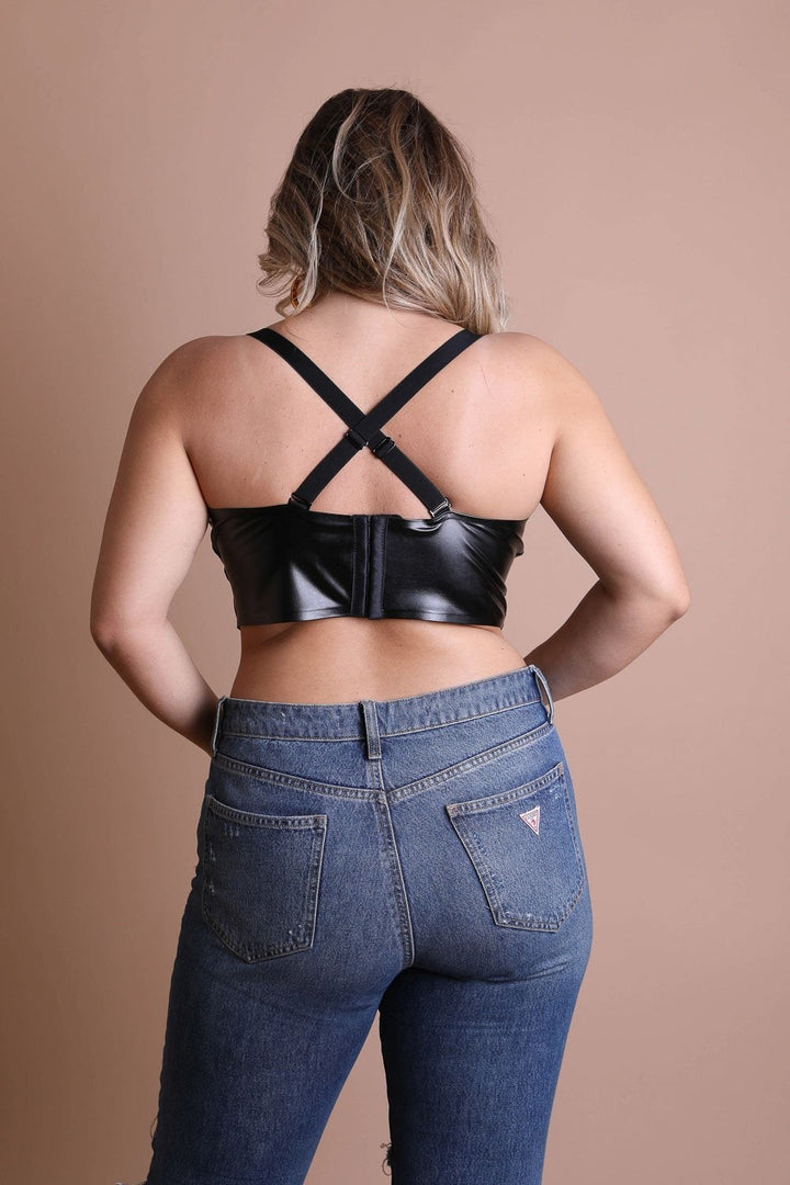 Faux Leather Longline Bralette