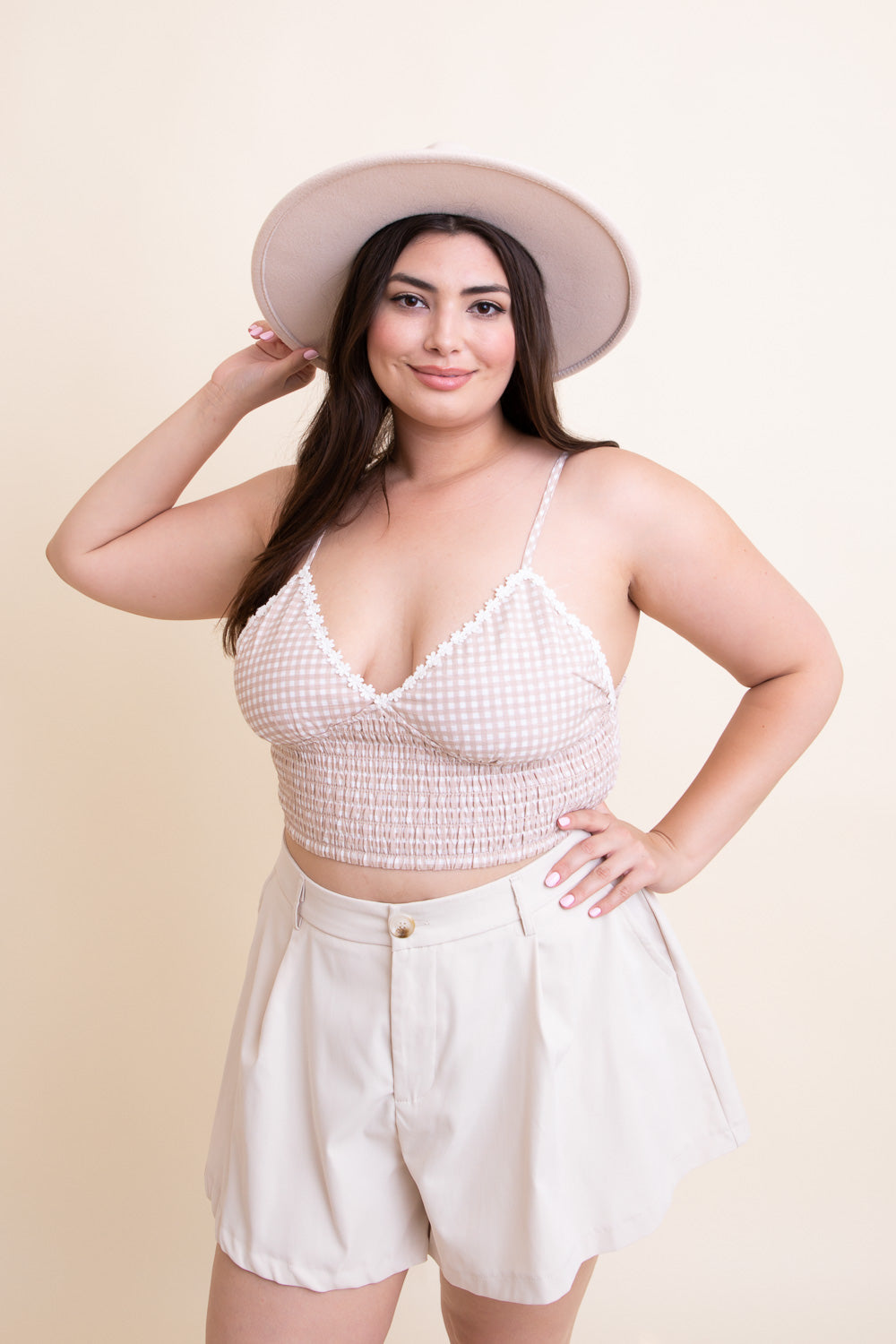 Gingham Smocked Bralette Plus Size