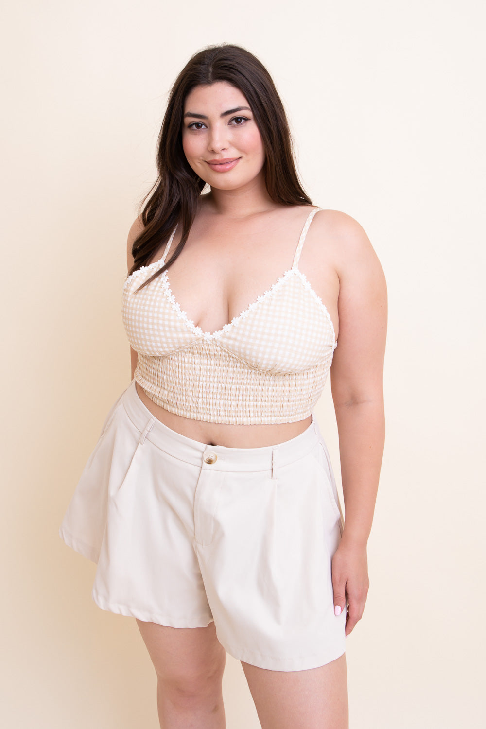 Gingham Smocked Bralette Plus Size