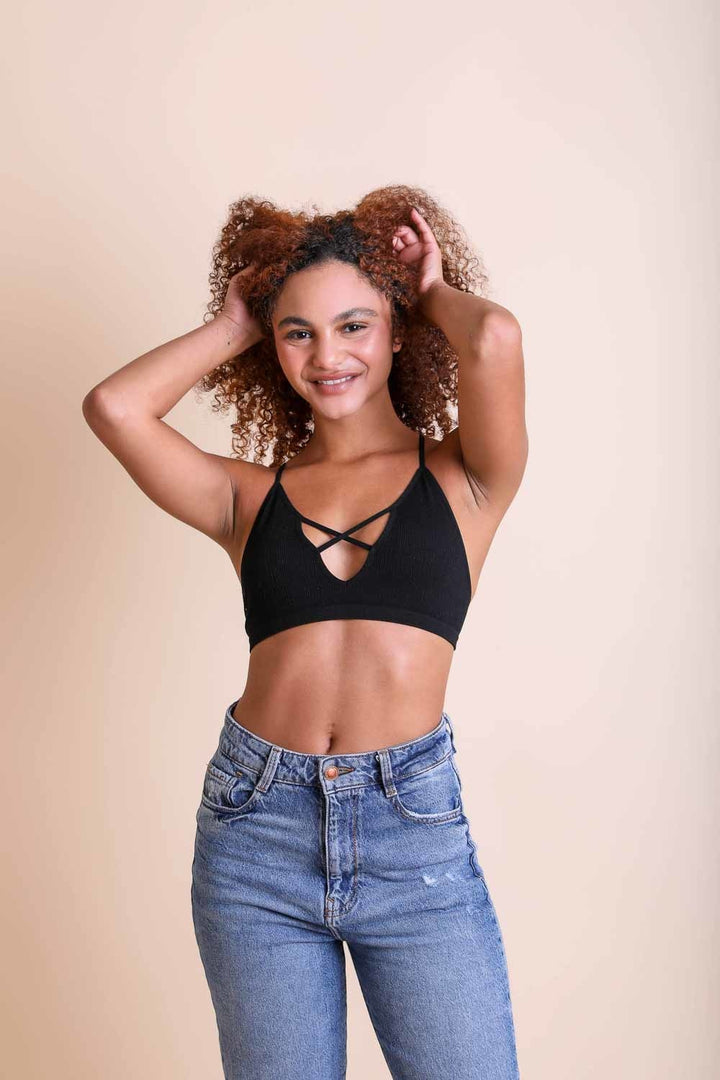 Kali Cross Plunge Bralette XS/S / Black