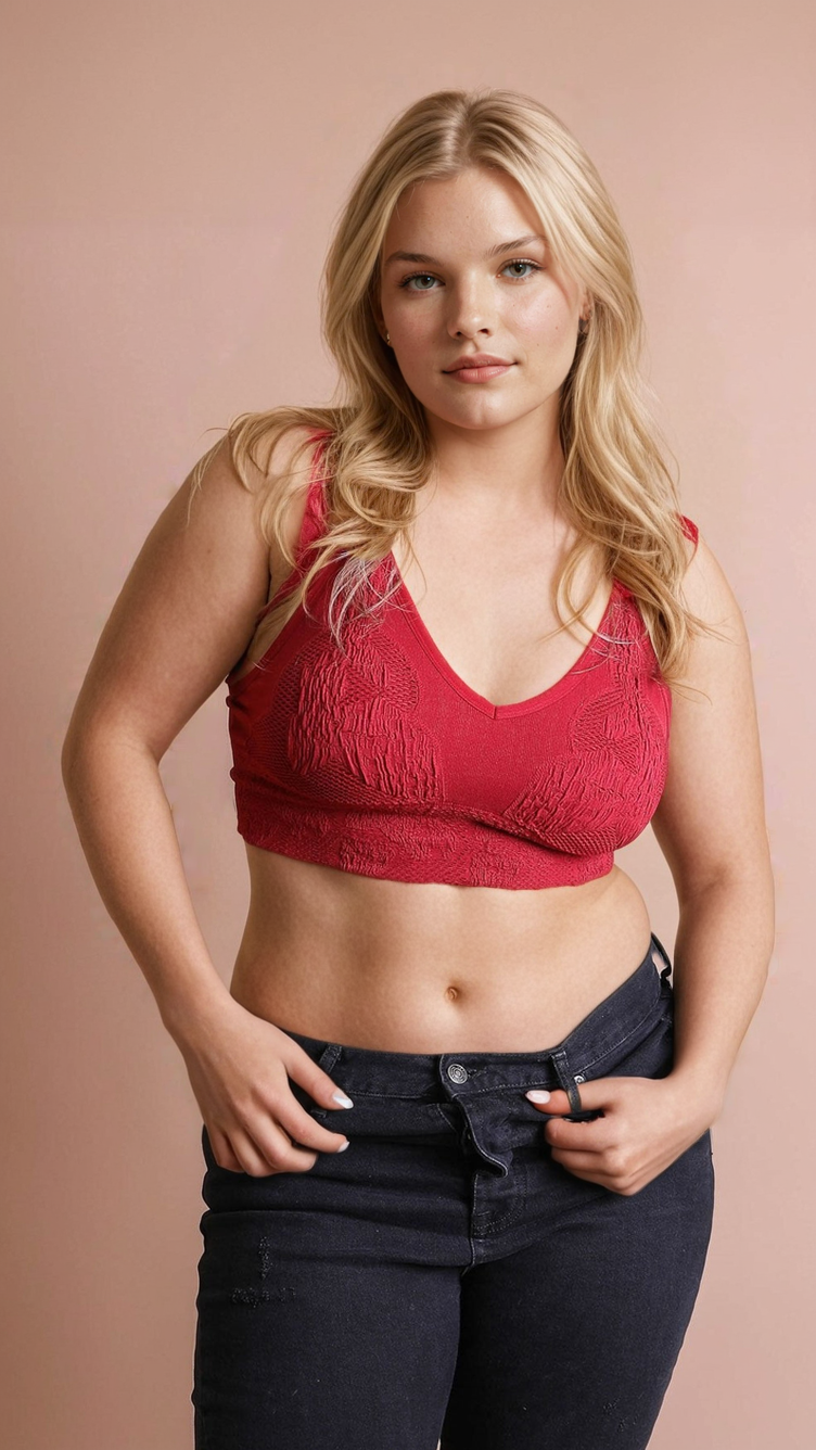 Seamless Padded Textured Brami Plus Size