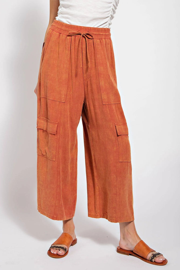 Cozy Days Washed Cargo Pants (Ready to ship)