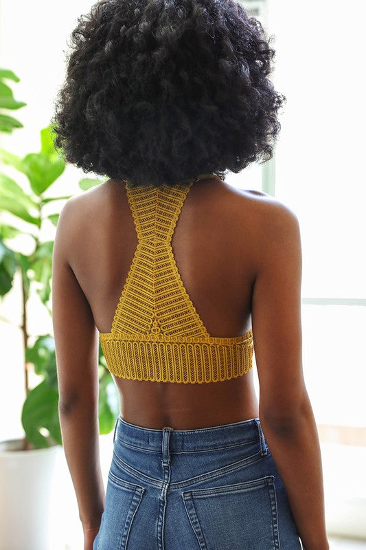 Ribbed Lace Boho Racerback Bralette (Ready to ship)