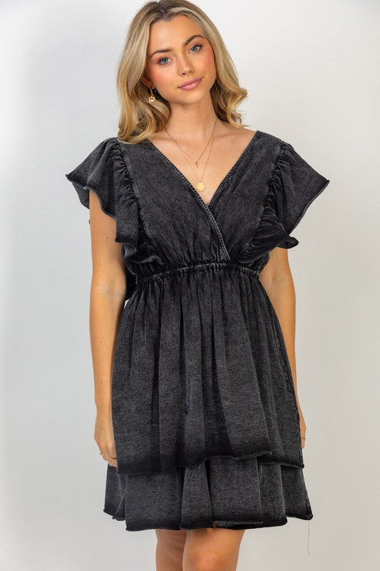 Short Sleeve Flutter Knit Dress (Ready to ship)