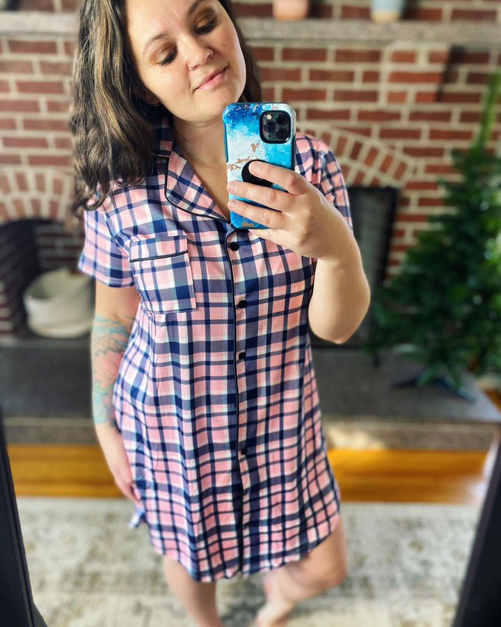 Buttery Soft Plaid Button Nightgowns (Ready to ship)