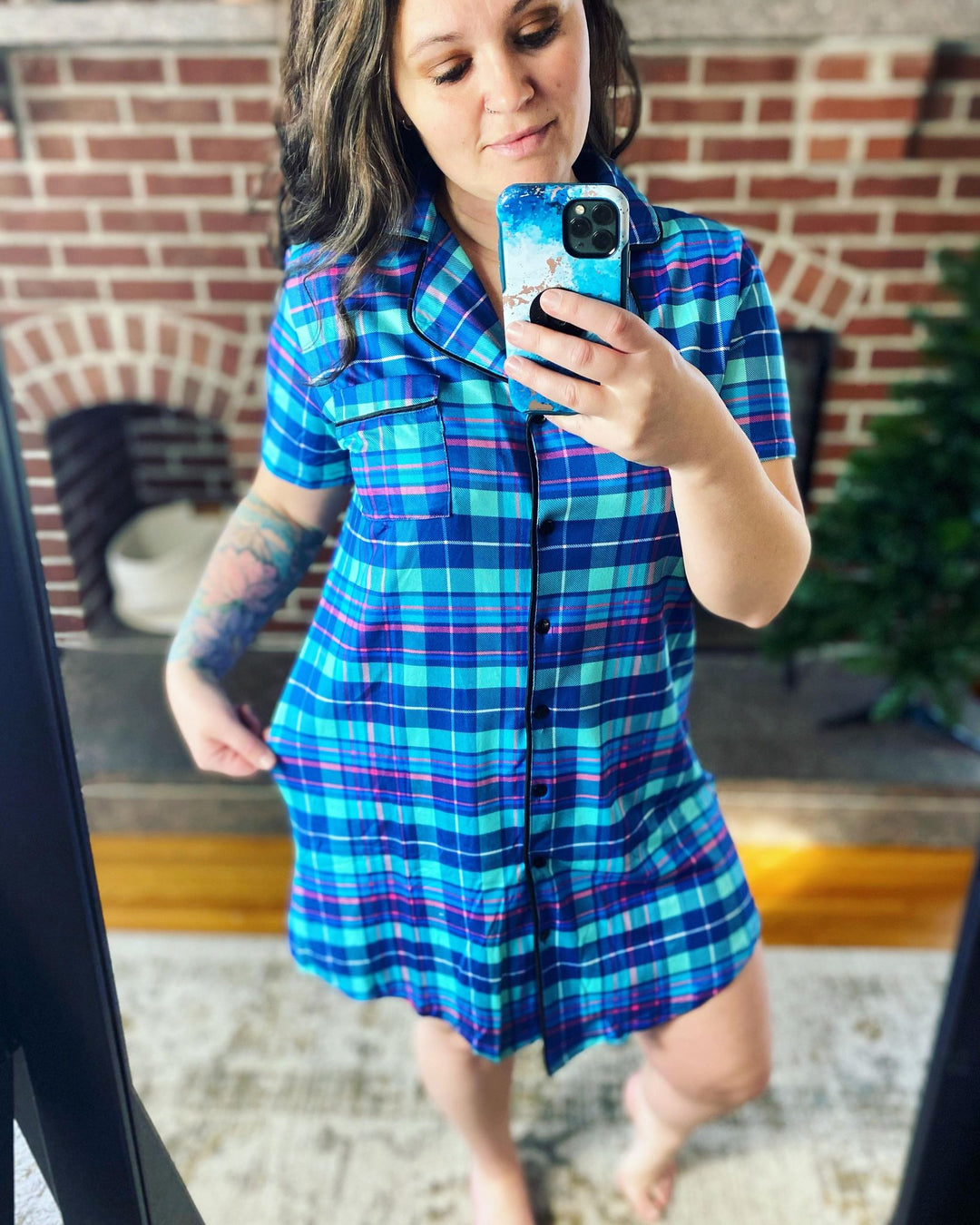 Buttery Soft Plaid Button Nightgowns (Ready to ship)