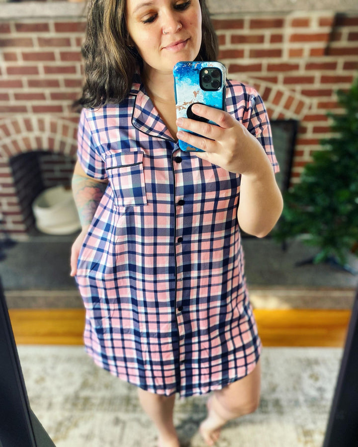 Buttery Soft Plaid Button Nightgowns (Ready to ship)